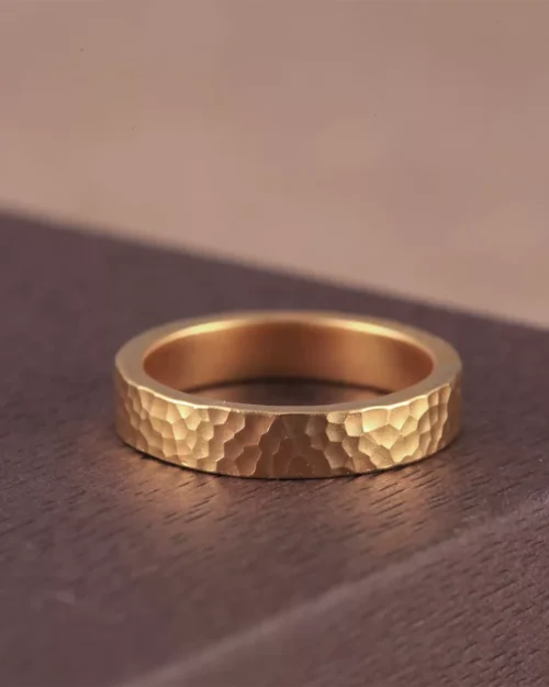 hammered gold ring, 24k gold ring, hand-forged gold band