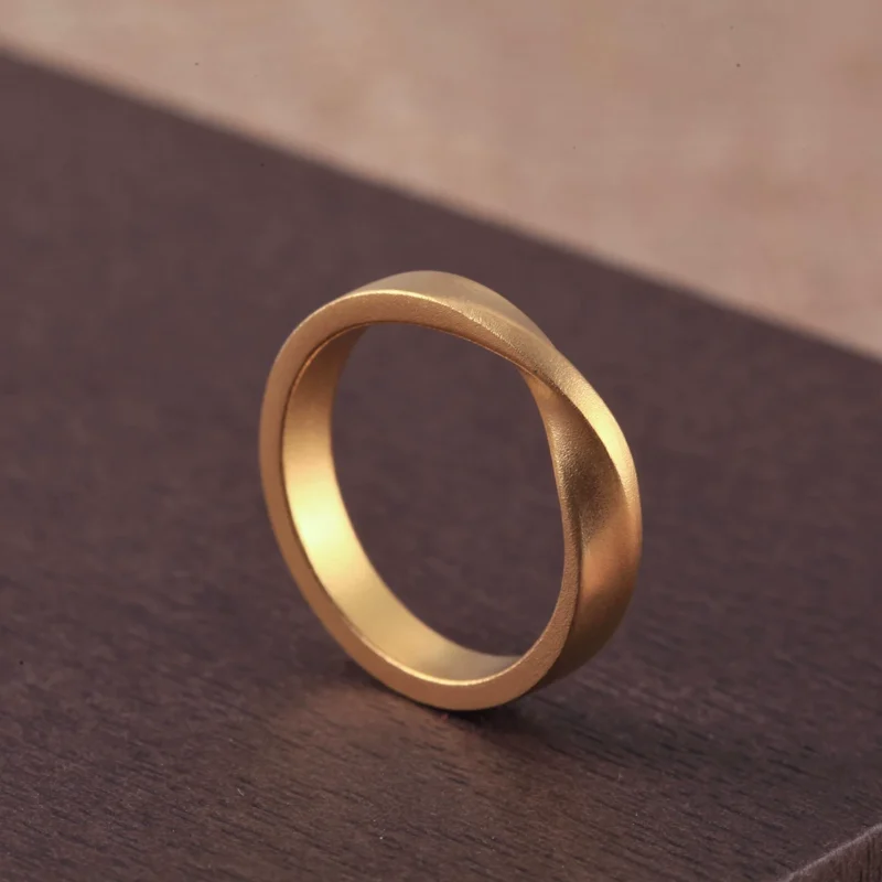 mobius gold ring, hand-forged 24k gold ring, pure gold wedding band
