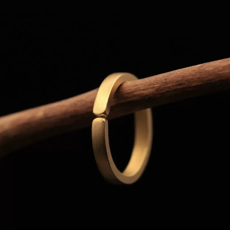 AZEKA 24K ブレイク＆ユニティリング、ミニマリスト手作り純金デザイン