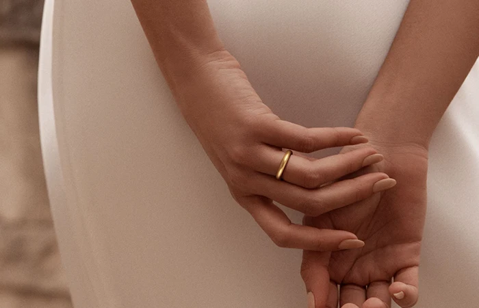 Minimalist 24K Gold Ring with Hidden Diamond – Hand-Forged & Engravable