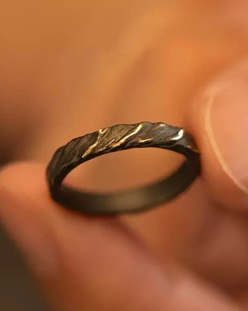 18K Pure Gold Ring, Handcrafted with Ancient Techniques, Ideal for Weddings and Gifting