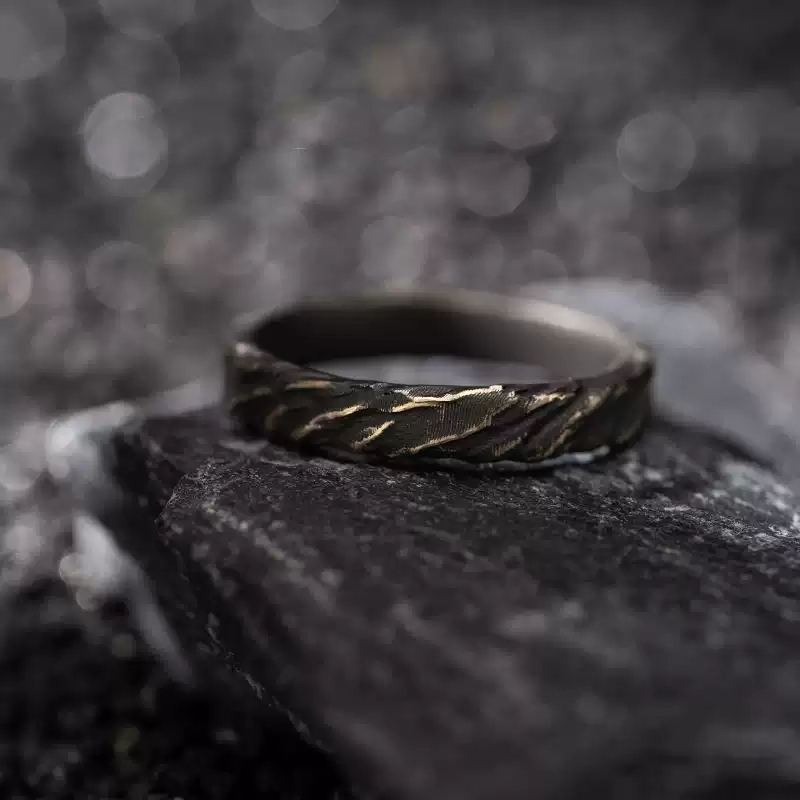 خاتم من الذهب عيار 18 قيراطًا، مصنوع يدويًا بتقنيات قديمة، مثالي لحفلات الزفاف والهدايا