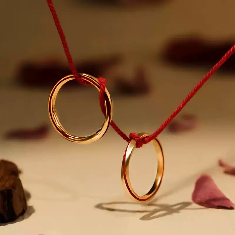 24k-gold-ring-AZK-7054-03 18K纯金婚戒,优雅设计搭配红线细节,婚礼与赠礼的完美之选