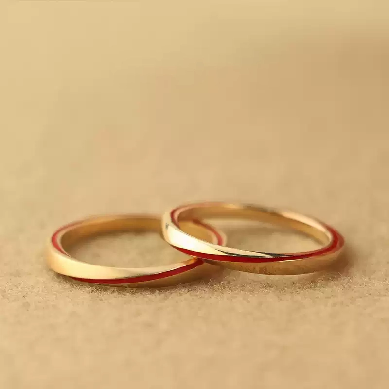 24k-gold-ring-AZK-7054-04 18K纯金婚戒,优雅设计搭配红线细节,婚礼与赠礼的完美之选