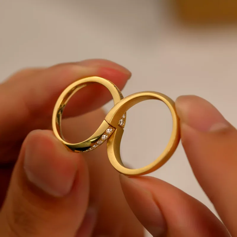 24k-gold-ring-AZK-7057-05 18K Pure Gold Diamond Wedding Band, Elegant Design, Perfect Blend of Fashion and Classic