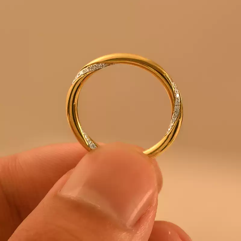 24k-gold-ring-AZK-7059-02 18K纯金钻石婚戒,精致设计搭配钻石点缀,婚礼与赠礼的理想之选