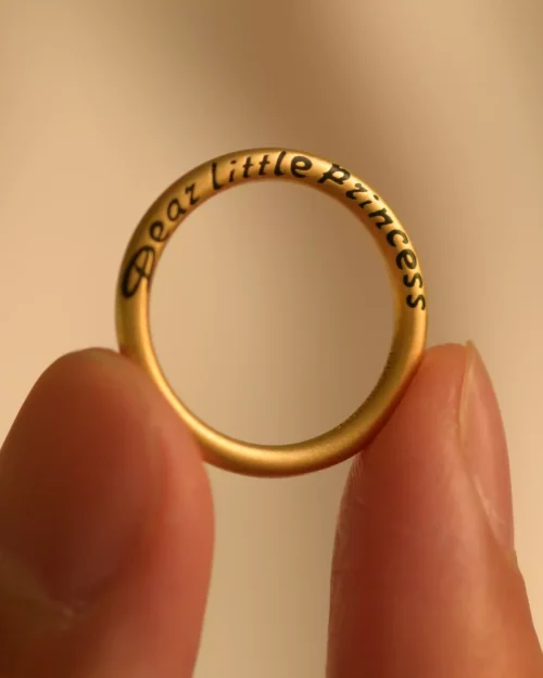 18K Pure Gold Custom Ring, "Dear little Princess" Engraving, Perfect for Gifting