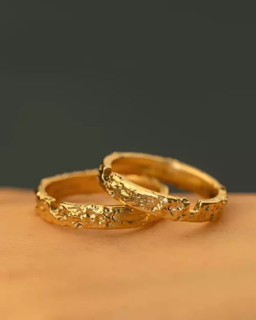 18K Pure Gold Wedding Band, Unique Textured Design, Showcasing Personality and Luxury