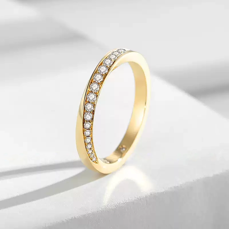 24k-gold-ring-AZK-7065-05 18K Gold Diamond Ring, Classic Elegant Design, Perfect for Weddings and Engagements