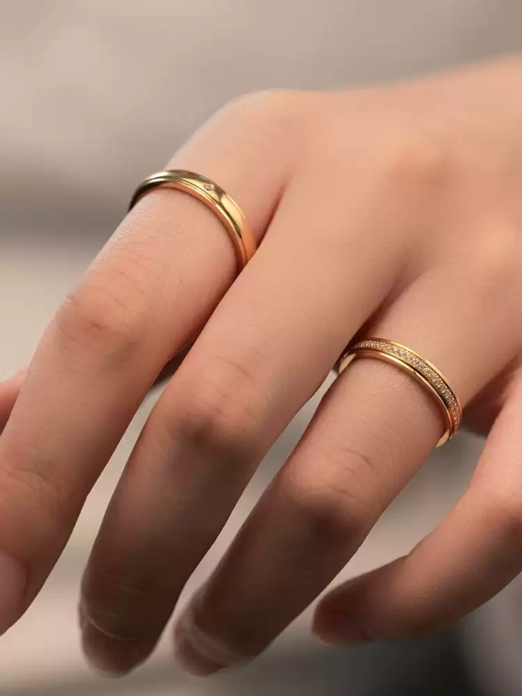 24k-gold-ring-AZK-7066-01 18K Gold Diamond Wedding Rings, Exquisite Classic Design, A Symbol of Eternal Love