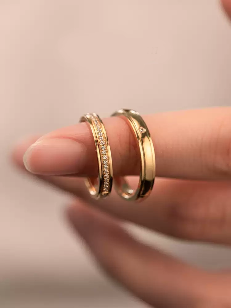 24k-gold-ring-AZK-7066-02 18K Gold Diamond Wedding Rings, Exquisite Classic Design, A Symbol of Eternal Love