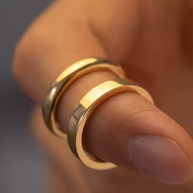 24k-gold-ring-AZK-7068-02 แหวนแต่งงานดีไซน์พิเศษทอง 18K แบบเรียบง่ายทันสมัย สามารถปรับแต่งได้