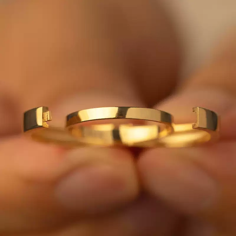 24k-gold-ring-AZK-7068-04 แหวนแต่งงานดีไซน์พิเศษทอง 18K แบบเรียบง่ายทันสมัย สามารถปรับแต่งได้