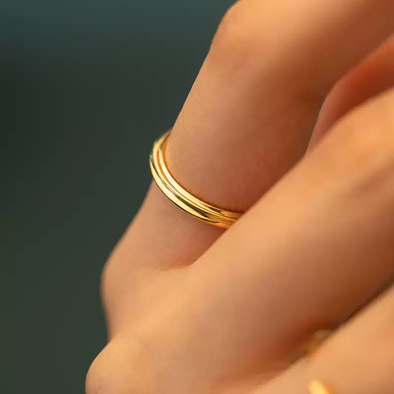 18k-gold-ring-azk-7063-3 18K Gold Custom Open Wedding Bands, Engraved Personalized Design, Exclusive Couple Rings