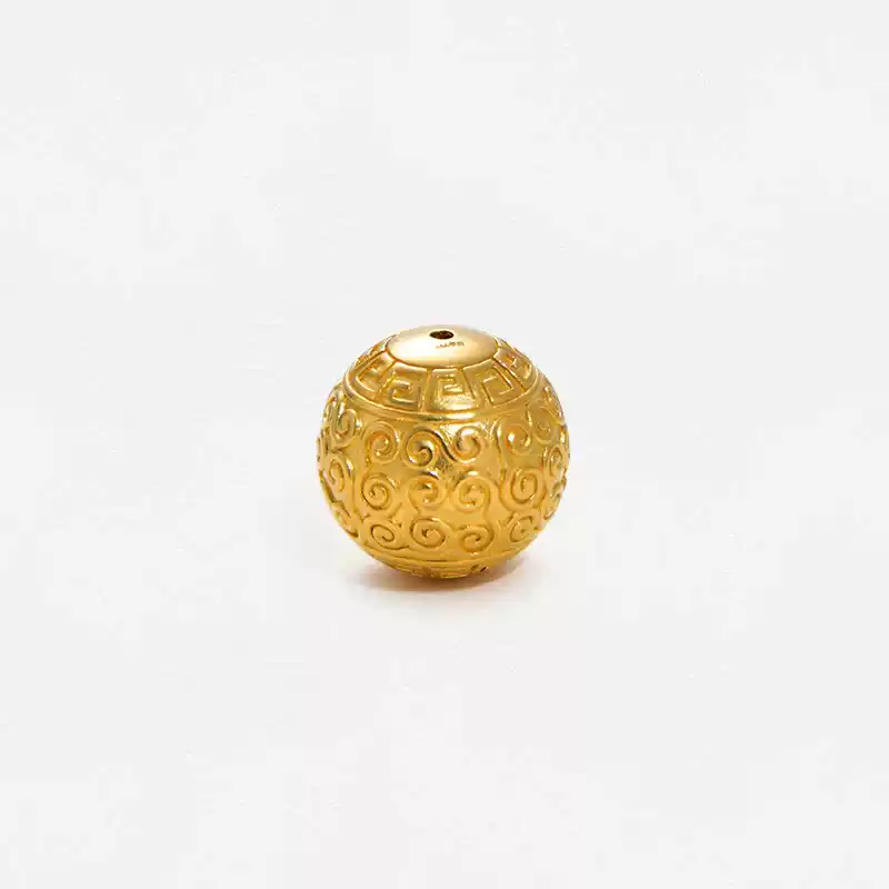 24k-gold-AZK-8010-2 24K Gold Cloud Pattern Bead – Customizable Feng Shui Bead for Hand Straps