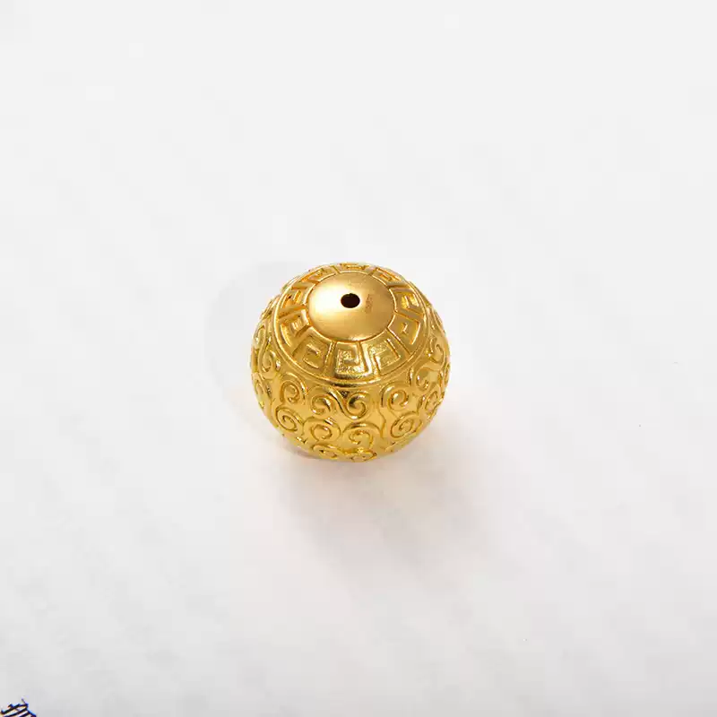 24k-gold-AZK-8010-3 24K Gold Cloud Pattern Bead – Customizable Feng Shui Bead for Hand Straps