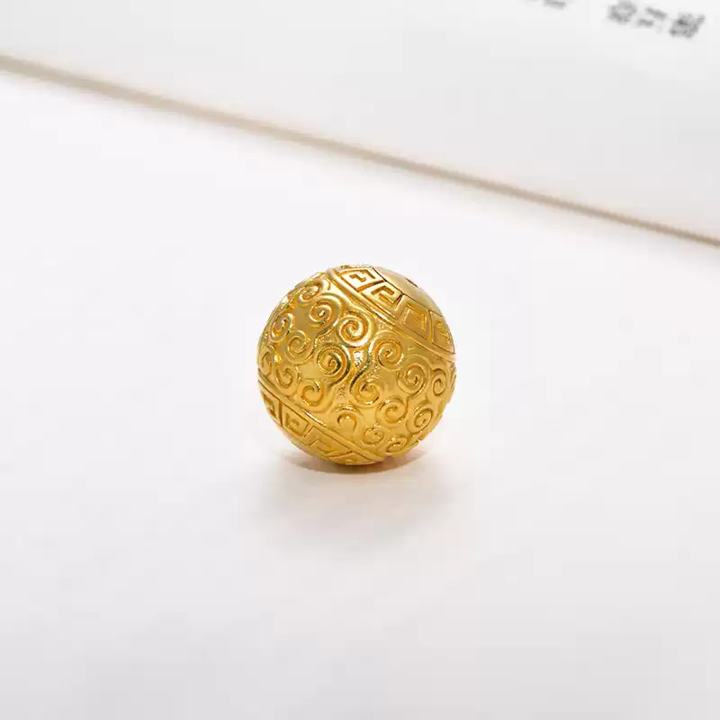 24k-gold-AZK-8010-5 24K Gold Cloud Pattern Bead – Customizable Feng Shui Bead for Hand Straps