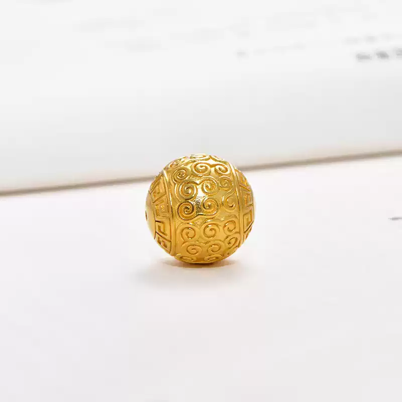 24k-gold-AZK-8010-6 24K Gold Cloud Pattern Bead – Customizable Feng Shui Bead for Hand Straps