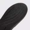 toe separator arch support slide sandals for women - open-toe cushioned platform in black, outsole tread view on a light gray background