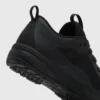 Heel detail of black trail running shoes