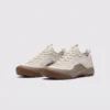Men's low-top breathable trail running shoes in khaki, front 45 degree view