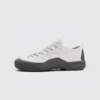 Men's low-top breathable trail running shoes in white, left side profile view