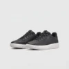 Retro German trainer sneakers in black, front 45 degree view