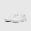 Retro German trainer sneakers in classic white, front 45 degree view