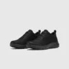 Waterproof leather hiking sneakers - black matte front 45 degree pair view