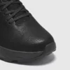 Waterproof leather hiking sneakers - black matte toe close-up