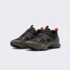 breathable mesh running sneakers lightweight chunky sole casual outdoor shoes in green, front 45-degree view of the pair on a light gray background