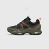 breathable mesh running sneakers lightweight chunky sole casual outdoor shoes in green, right side profile view on a light gray background