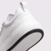 cream leather chunky lace-up dad sneakers in cream, close-up view of the heel on a light gray background