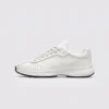cream leather chunky lace-up dad sneakers in cream, left side profile view on a light gray background