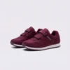 cushioned walking sneakers hook-and-loop slip-on non-slip comfort shoes in burgundy, front 45-degree view of the pair on a light gray background