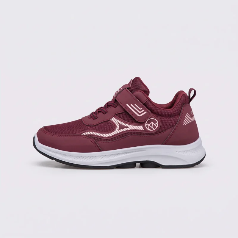 hook-and-loop walking sneakers slip-on soft sole non-slip comfort shoes for everyday walking, left side profile view on a light gray background