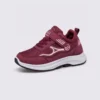 hook-and-loop walking sneakers slip-on soft sole non-slip comfort shoes for everyday walking in red, front 45-degree view of the pair on a light gray background