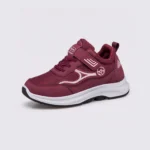 hook-and-loop walking sneakers slip-on soft sole non-slip comfort shoes for everyday walking in red, front 45-degree view of the pair on a light gray background