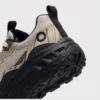 men's breathable chunky trail sneakers - lightweight hiking & casual walking shoes in khaki, close-up view of the heel on a light gray background