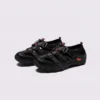 cut-out sport sandals - closed toe with hook-and-loop straps and a lugged rubber sole in black, front 45-degree view of the pair on a light gray background