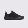 men's wide toe box outdoor casual shoes - breathable lightweight walking & trail sneakers in black, left side profile view on a light gray background