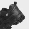 Close-up of the padded heel and collar of olive green AZEKA trail hiking shoes