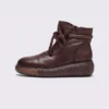 retro platform ankle boots chunky sole side zip warm fleece lined casual short boots in black, left side profile view on a light gray background