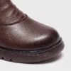 retro platform ankle boots chunky sole side zip warm fleece lined casual short boots in black, close-up view of the toe on a light gray background