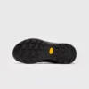 unisex lightweight hiking shoes - breathable outdoor walking & trail shoes, couple style in black, outsole tread view on a light gray background