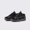 unisex wide-toe german trainer shoes - retro lace-up low-top sneakers in black, front 45-degree view of the pair on a light gray background