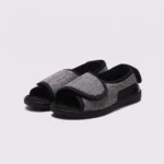 AZEKA wide fit casual slippers in gray, pair view front 45 degree angle