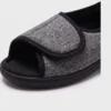 Open toe detail of gray AZEKA wide fit casual slippers
