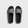 Top view of a pair of gray AZEKA wide fit casual slippers showing hook and loop straps