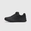 boa closure hiking sneakers in black, left side profile view on a light gray background